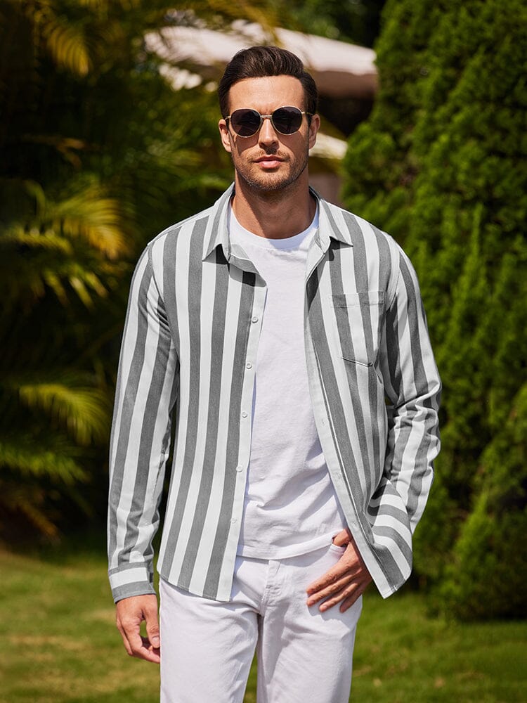 Casual Striped Button Up Shirts