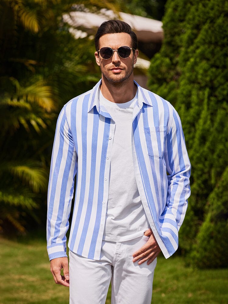 Casual Striped Button Up Shirts