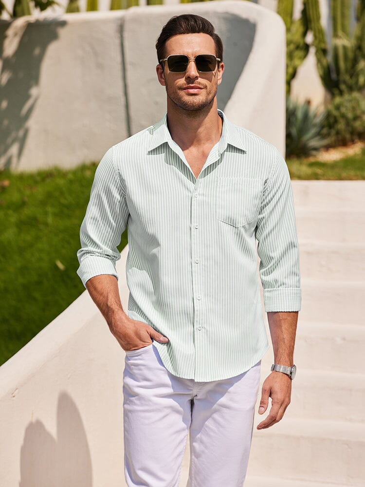 Casual Striped Button Up Shirts