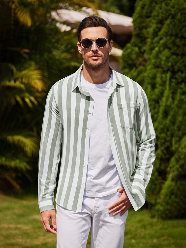Casual Striped Button Up Shirts